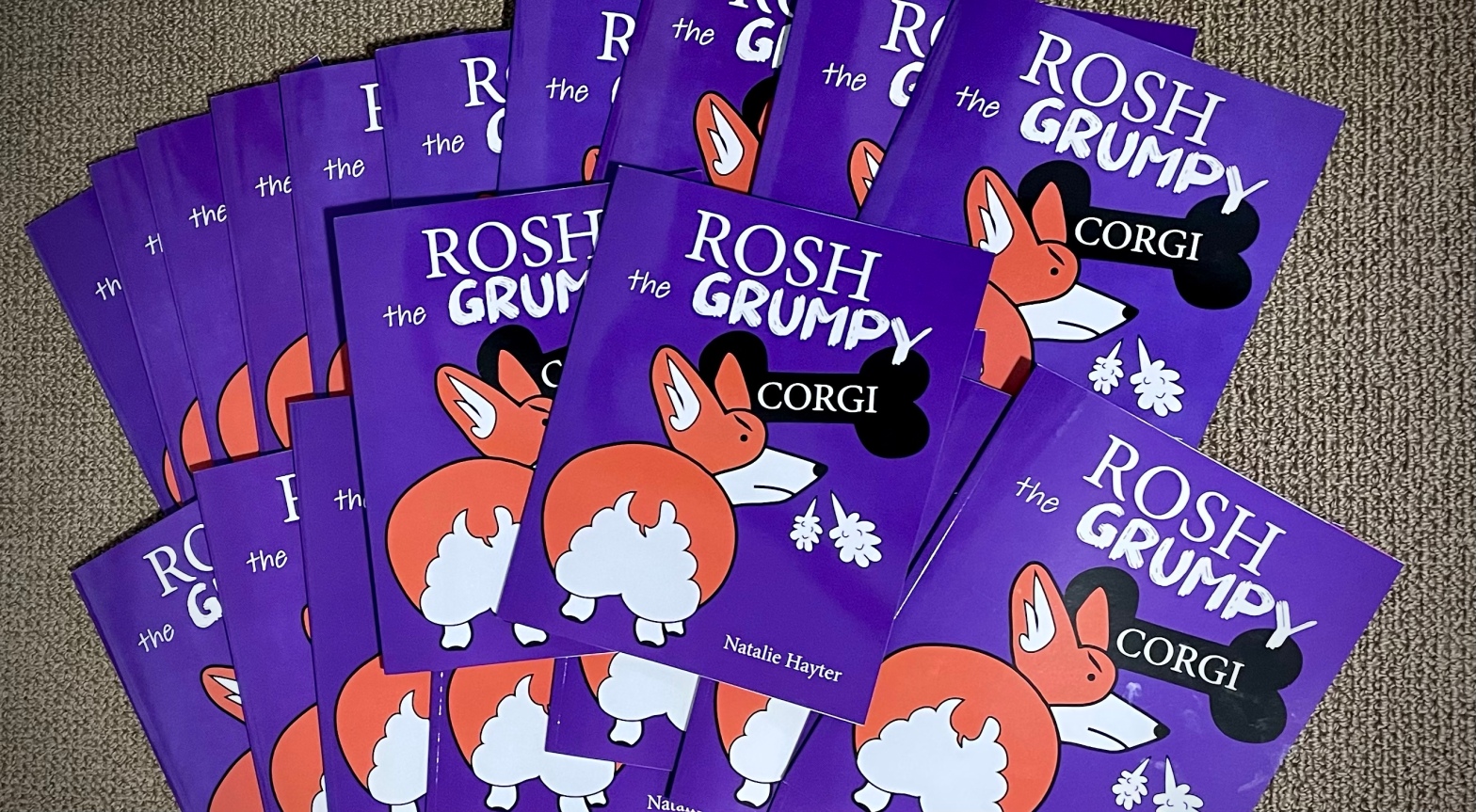 Rosh the Grumpy Corgi - Print book pile